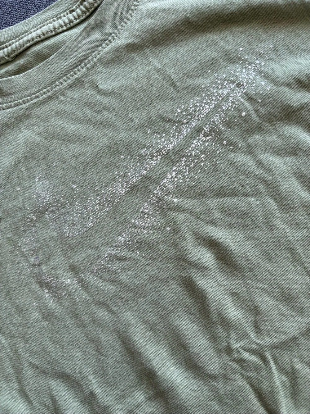 Nike Olive Green Short Sleeve Tee with Glitter Swoosh